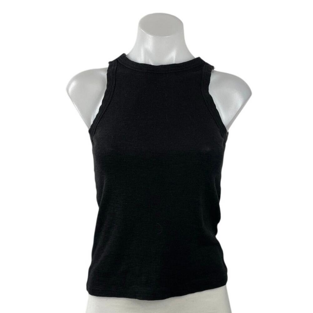 Madewell Women's Black High Neck Sleeveless Basic Knit Cami Tank Top Size XXS